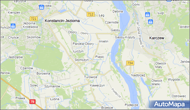 mapa Piaski gmina Konstancin-Jeziorna, Piaski gmina Konstancin-Jeziorna na mapie Targeo