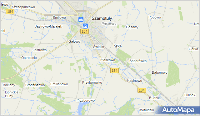 mapa Piaskowo gmina Szamotuły, Piaskowo gmina Szamotuły na mapie Targeo