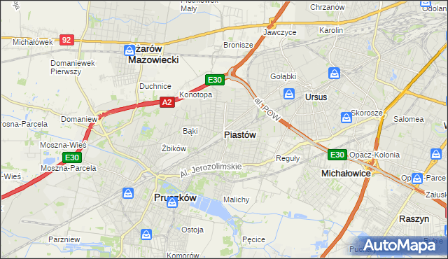 mapa Piastów powiat pruszkowski, Piastów powiat pruszkowski na mapie Targeo