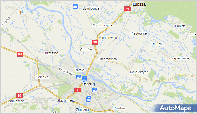 mapa Pisarzowice gmina Lubsza, Pisarzowice gmina Lubsza na mapie Targeo