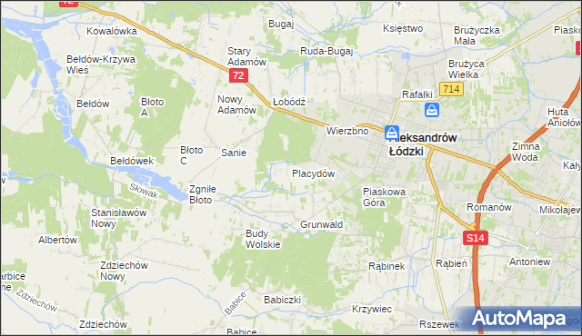 mapa Placydów, Placydów na mapie Targeo