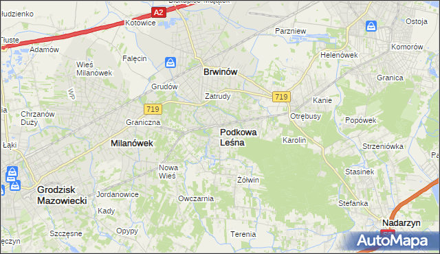 mapa Podkowa Leśna, Podkowa Leśna na mapie Targeo