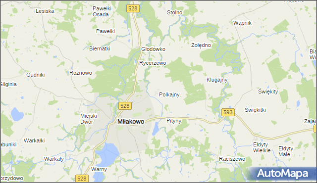 mapa Polkajny, Polkajny na mapie Targeo