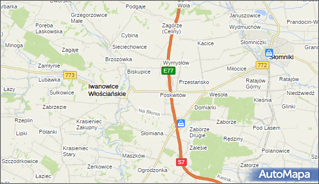 mapa Poskwitów, Poskwitów na mapie Targeo