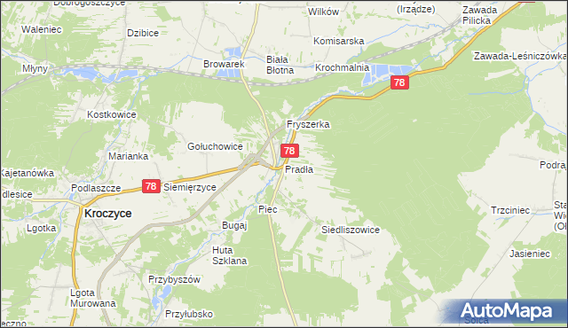 mapa Pradła, Pradła na mapie Targeo