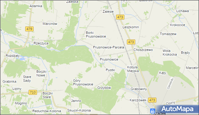 mapa Prusinowice gmina Szadek, Prusinowice gmina Szadek na mapie Targeo