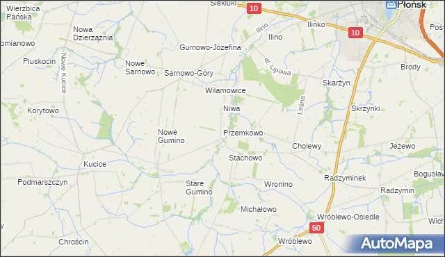 mapa Przemkowo gmina Dzierzążnia, Przemkowo gmina Dzierzążnia na mapie Targeo