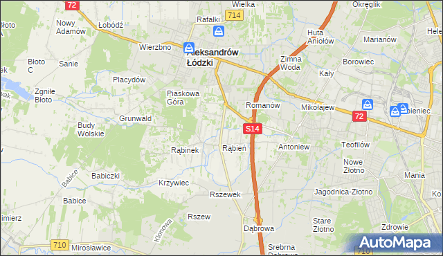 mapa Rąbień AB, Rąbień AB na mapie Targeo