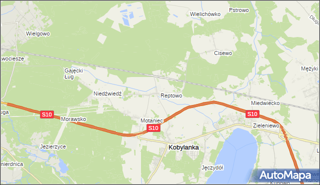 mapa Reptowo gmina Kobylanka, Reptowo gmina Kobylanka na mapie Targeo