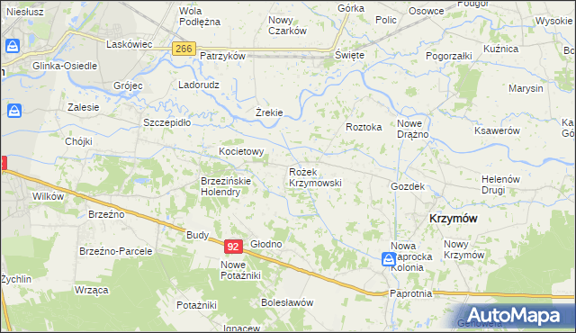 mapa Rożek Krzymowski, Rożek Krzymowski na mapie Targeo