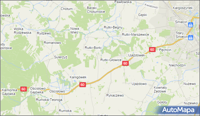 mapa Rutki-Głowice, Rutki-Głowice na mapie Targeo