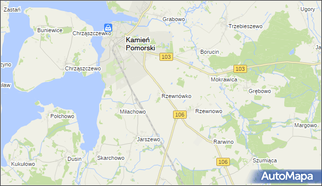 mapa Rzewnówko, Rzewnówko na mapie Targeo