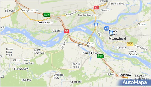 mapa Sady gmina Czosnów, Sady gmina Czosnów na mapie Targeo
