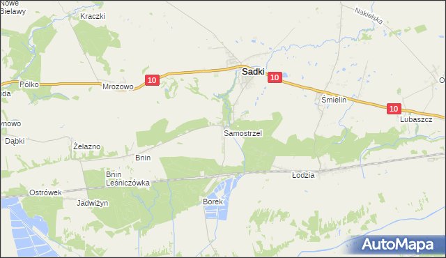 mapa Samostrzel gmina Sadki, Samostrzel gmina Sadki na mapie Targeo