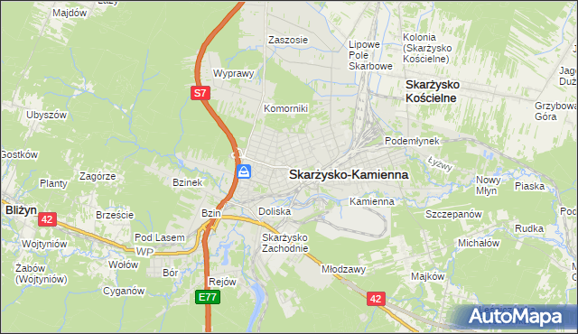 mapa Skarżysko-Kamienna, Skarżysko-Kamienna na mapie Targeo
