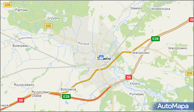 mapa Sławno, Sławno na mapie Targeo
