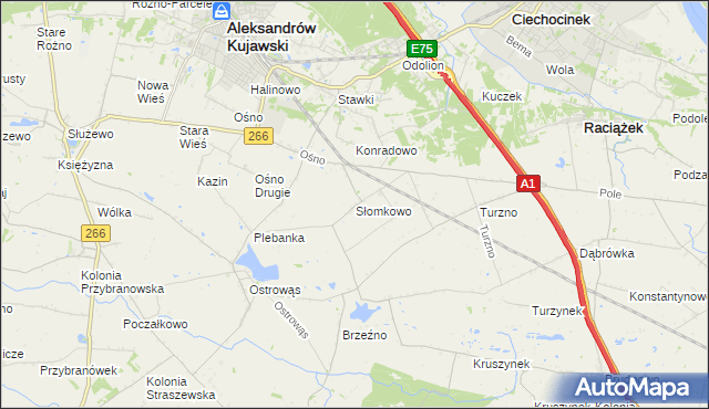 mapa Słomkowo gmina Aleksandrów Kujawski, Słomkowo gmina Aleksandrów Kujawski na mapie Targeo