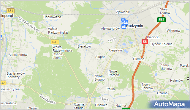 mapa Słupno gmina Radzymin, Słupno gmina Radzymin na mapie Targeo