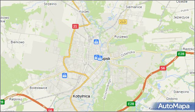 mapa Słupska, Słupsk na mapie Targeo