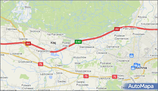 mapa Stanisławice gmina Bochnia, Stanisławice gmina Bochnia na mapie Targeo