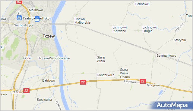 mapa Stara Wisła, Stara Wisła na mapie Targeo