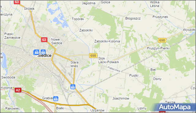 mapa Stok Lacki-Folwark, Stok Lacki-Folwark na mapie Targeo