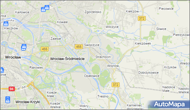 mapa Strachocin gmina Wrocław, Strachocin gmina Wrocław na mapie Targeo