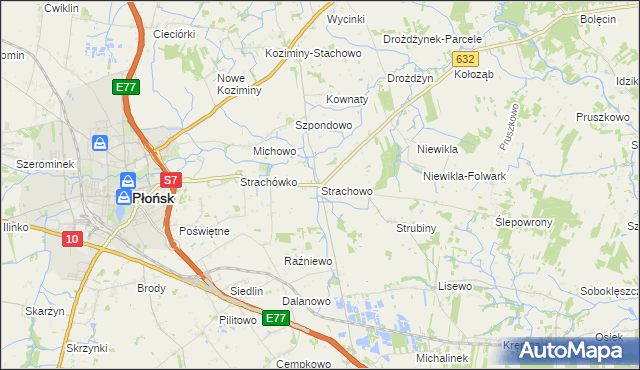 mapa Strachowo, Strachowo na mapie Targeo