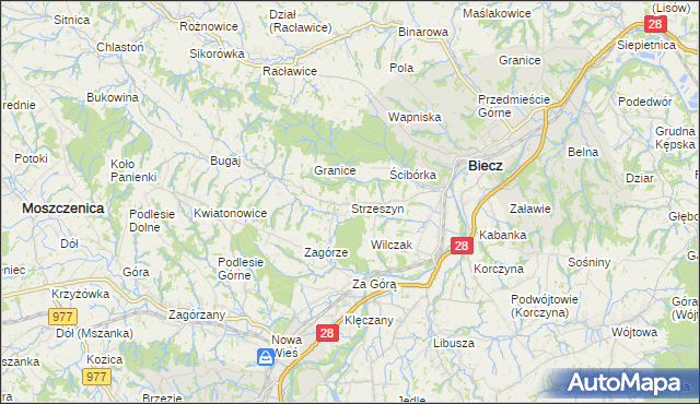 mapa Strzeszyn gmina Biecz, Strzeszyn gmina Biecz na mapie Targeo