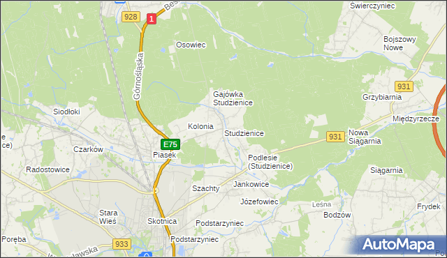 mapa Studzienice gmina Pszczyna, Studzienice gmina Pszczyna na mapie Targeo