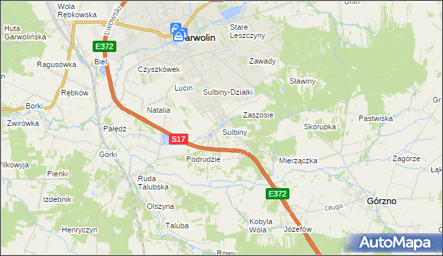 mapa Sulbiny, Sulbiny na mapie Targeo