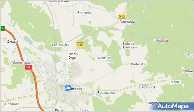 mapa Waszulki, Waszulki na mapie Targeo