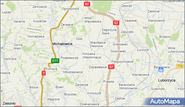 mapa Więcławice Stare, Więcławice Stare na mapie Targeo