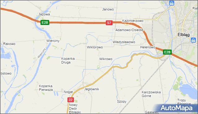 mapa Wikrowo gmina Gronowo Elbląskie, Wikrowo gmina Gronowo Elbląskie na mapie Targeo