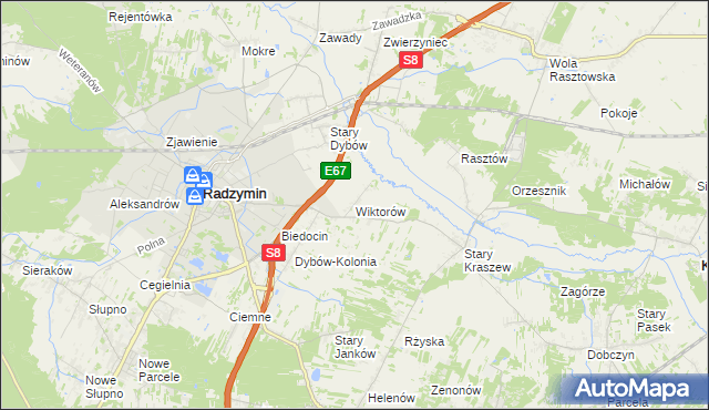 mapa Wiktorów gmina Radzymin, Wiktorów gmina Radzymin na mapie Targeo