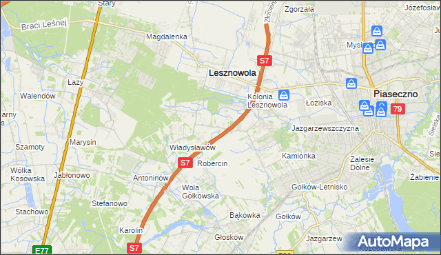 mapa Wilcza Góra gmina Lesznowola, Wilcza Góra gmina Lesznowola na mapie Targeo