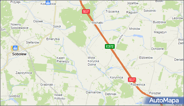 mapa Wola Korycka Górna, Wola Korycka Górna na mapie Targeo