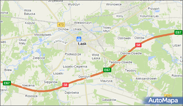 mapa Wola Łaska, Wola Łaska na mapie Targeo