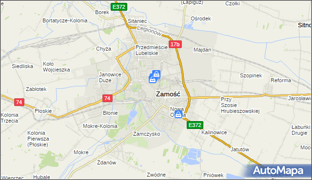 mapa Zamościa, Zamość na mapie Targeo