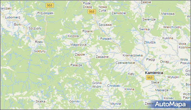 mapa Zasadne, Zasadne na mapie Targeo