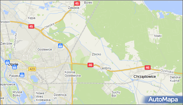 mapa Zbicko, Zbicko na mapie Targeo