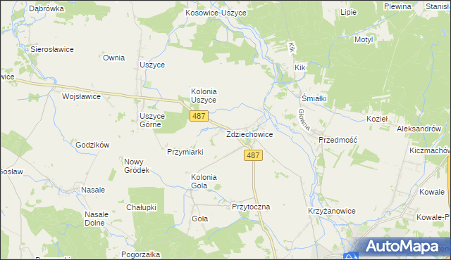 mapa Zdziechowice gmina Gorzów Śląski, Zdziechowice gmina Gorzów Śląski na mapie Targeo