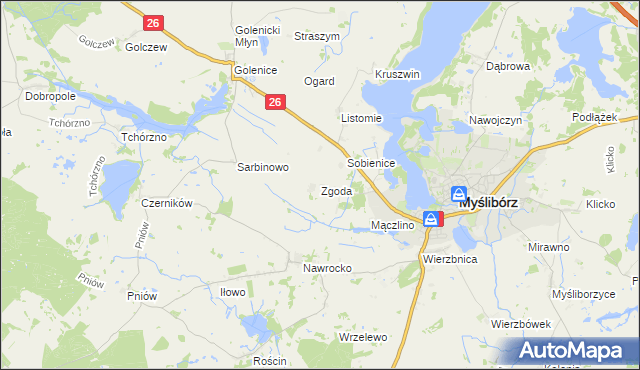 mapa Zgoda gmina Myślibórz, Zgoda gmina Myślibórz na mapie Targeo
