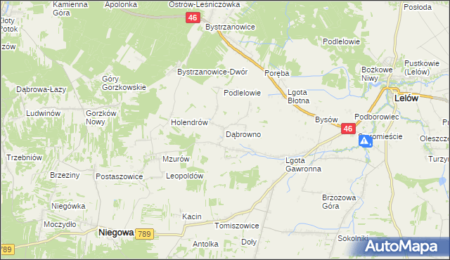 mapa Dąbrowno gmina Niegowa, Dąbrowno gmina Niegowa na mapie Targeo