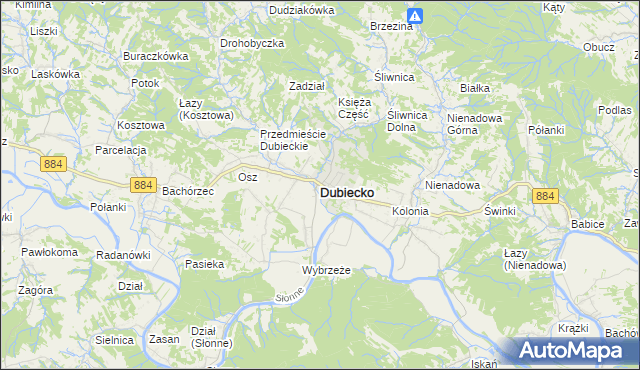 mapa Dubiecko, Dubiecko na mapie Targeo