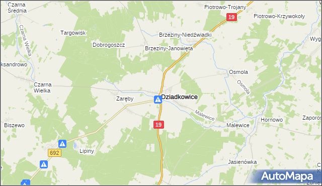 mapa Dziadkowice powiat siemiatycki, Dziadkowice powiat siemiatycki na mapie Targeo