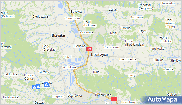 mapa Kołaczyce, Kołaczyce na mapie Targeo