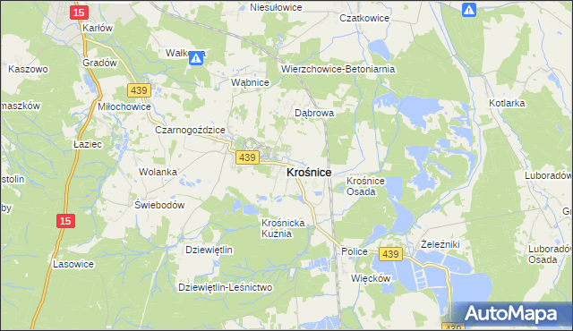 mapa Krośnice powiat milicki, Krośnice powiat milicki na mapie Targeo