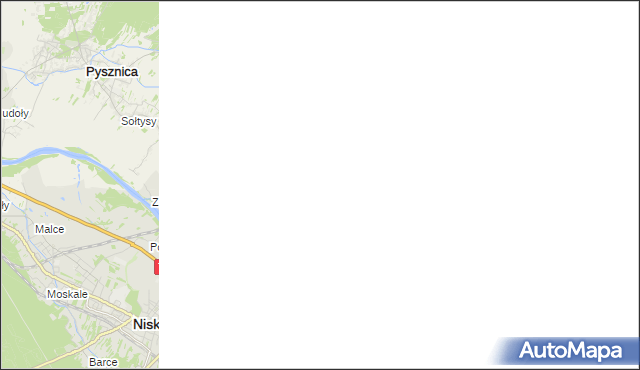 mapa Krzaki gmina Pysznica, Krzaki gmina Pysznica na mapie Targeo