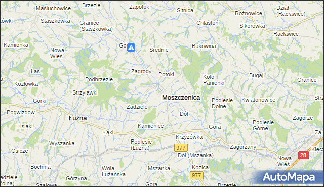 mapa Moszczenica powiat gorlicki, Moszczenica powiat gorlicki na mapie Targeo